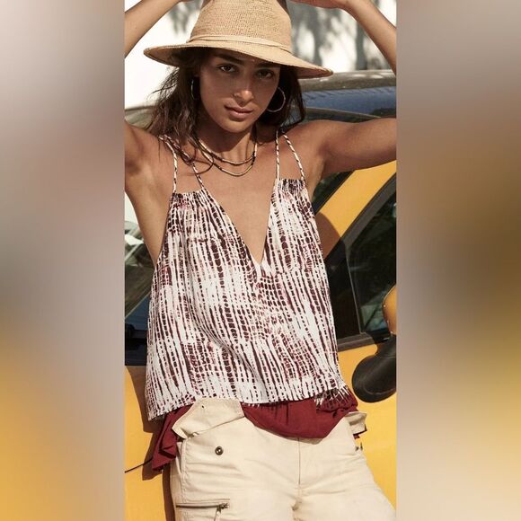Anthropologie Size Small Burgundy Olivia Layered Cami Double Strap - Picture 1 of 7